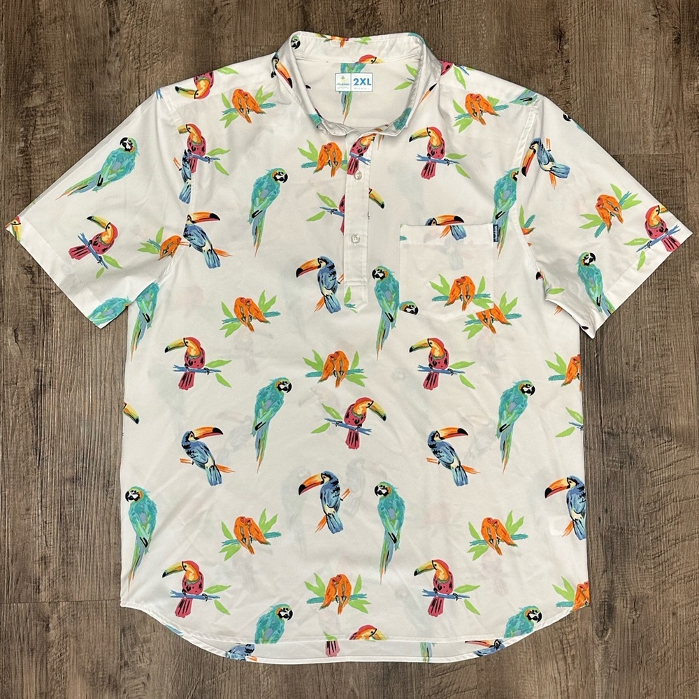 Chubbies "The Dude Where's Macaw" Pop-over Short-sleeve Shirt Men's Size XXL